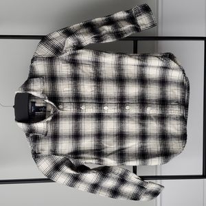 Gap Kids Plaid Black and White Cotton Flannel Button Shirt